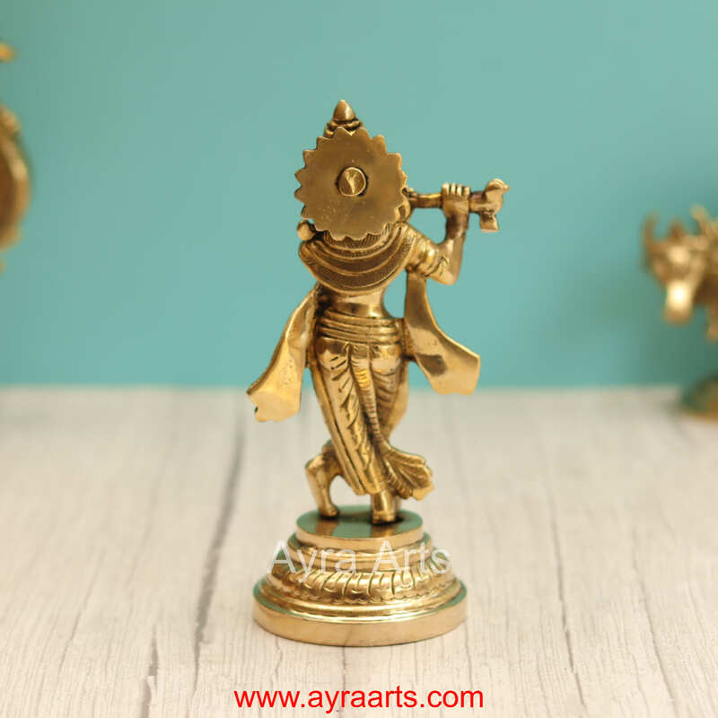 Brass Krishna Idol - 7.5 Inch Height