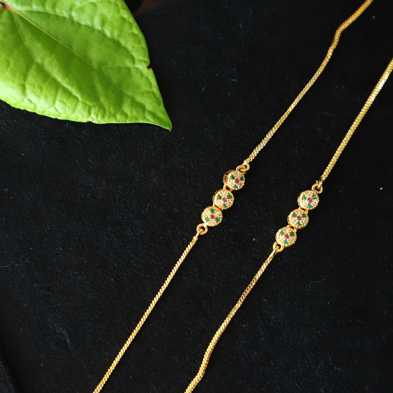 Antic silver finished anklets for adults - Rose design