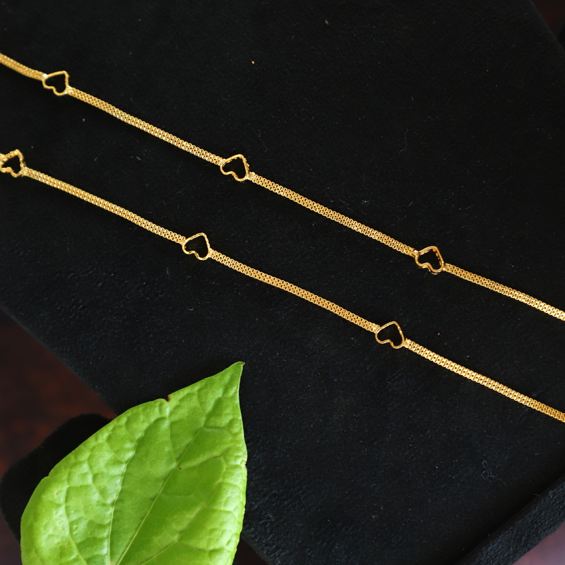 leaf design gold anklets