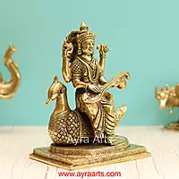 Brass Saraswati Devi Idol - 9 Inch Height