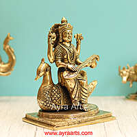 Brass Saraswati Devi Idol - 9 Inch Height