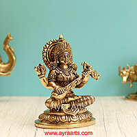 Brass Saraswati Idol - 7.5 Inch Height