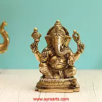 Brass Ganesh Idol - 7.5 Inch Height