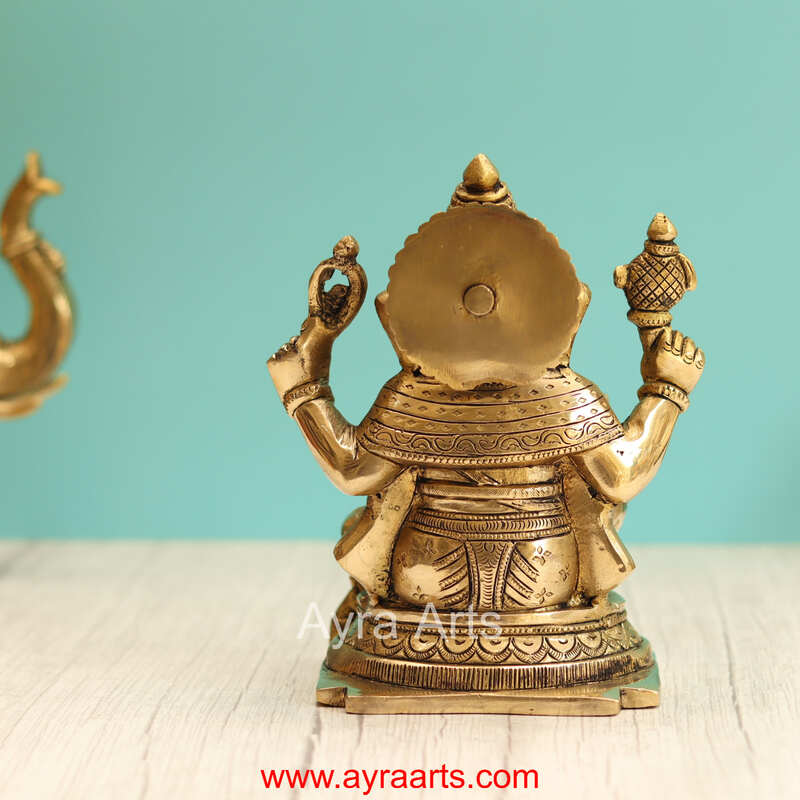 Brass Ganesh Idol - 7.5 Inch Height