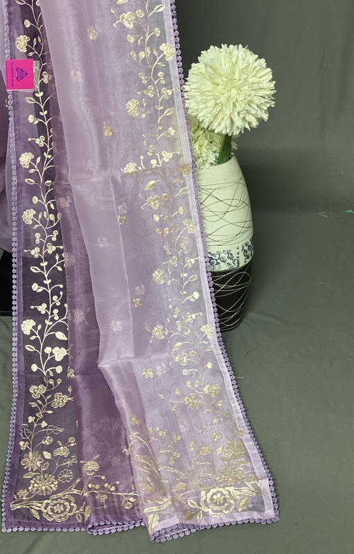 Lily - The Glass Organza Saree in Pita Work 19191