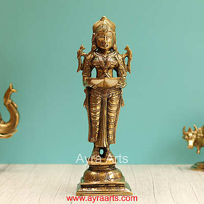 Brass Deep Lady Deepa Lakshmi - 12 Inch Height