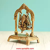 Brass Ganesha Sitting On Swing Jhula - 7.5 Inch Height
