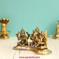 Brass Lakshmi Ganesh Saraswati Idol - 3.5 Inch Height
