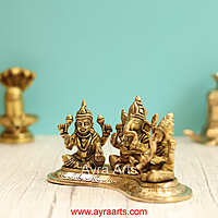 Brass Lakshmi Ganesh Saraswati Idol - 3.5 Inch Height