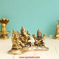 Brass Lakshmi Ganesh Saraswati Idol - 3.5 Inch Height