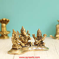 Brass Lakshmi Ganesh Saraswati Idol - 3.5 Inch Height