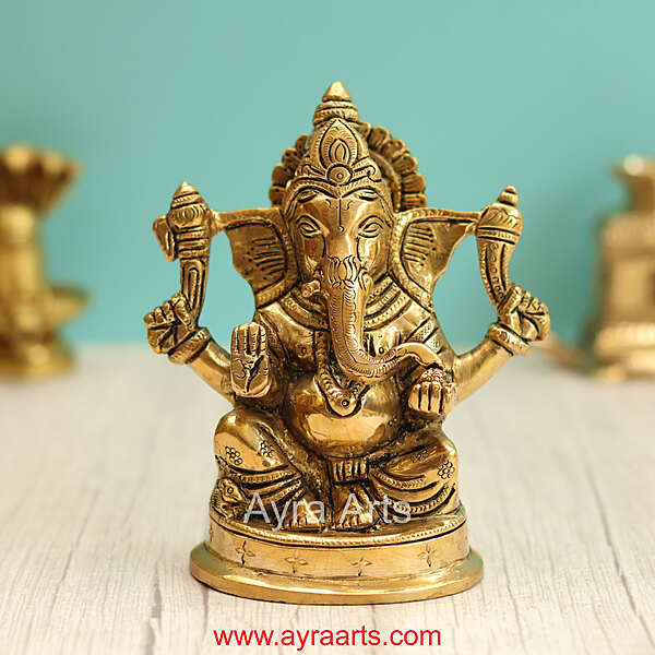 Brass Ganesha Idol - 6 Inch Height