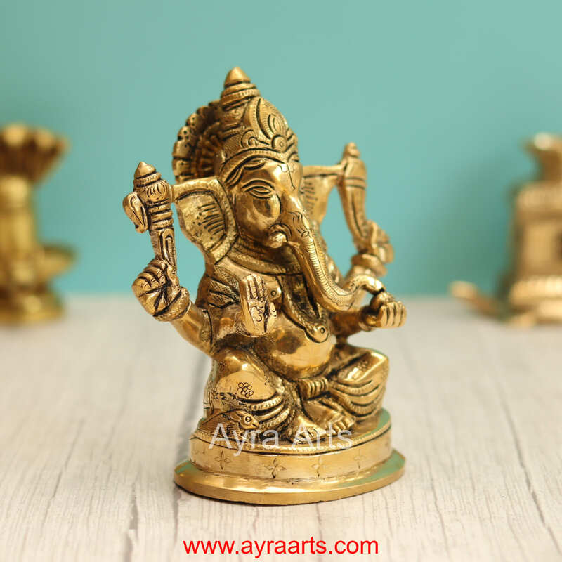 Brass Ganesha Idol - 6 Inch Height