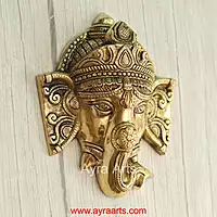 Brass Ganesha Wall Hanging Antique Ganpati Murti Wall Decor for Home - 7 Inch Height