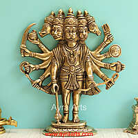 Brass Panchmukkhi Anjaneya Hanuman - 13 Inch Height