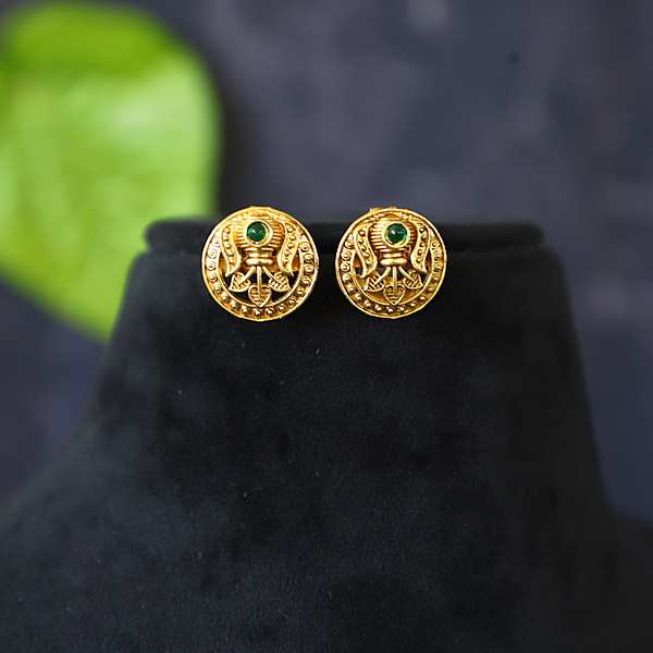 Round shape leaf trendy stud