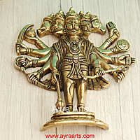 Brass Panchmukkhi Anjaneya Hanuman - 13 Inch Height