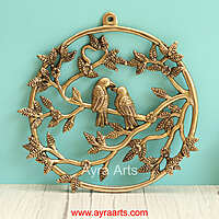 Brass Tree Banch With Birds Wall Hanging - 9 Inch Length
