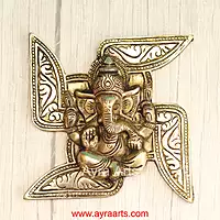 Brass Ganesha Swastik Wall Hanging