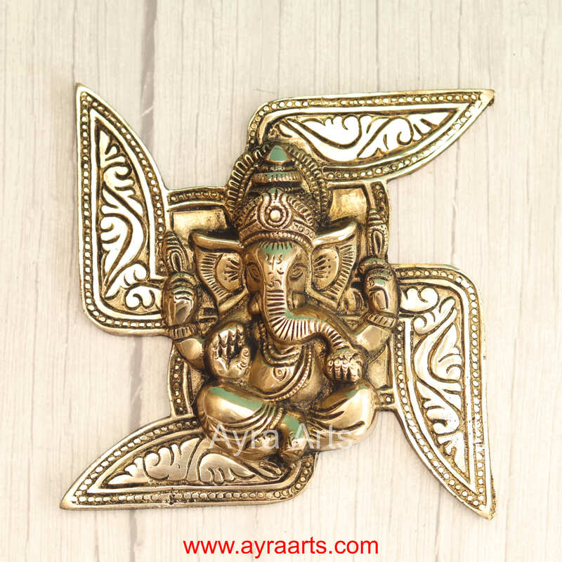 Brass Ganesha Swastik Wall Hanging