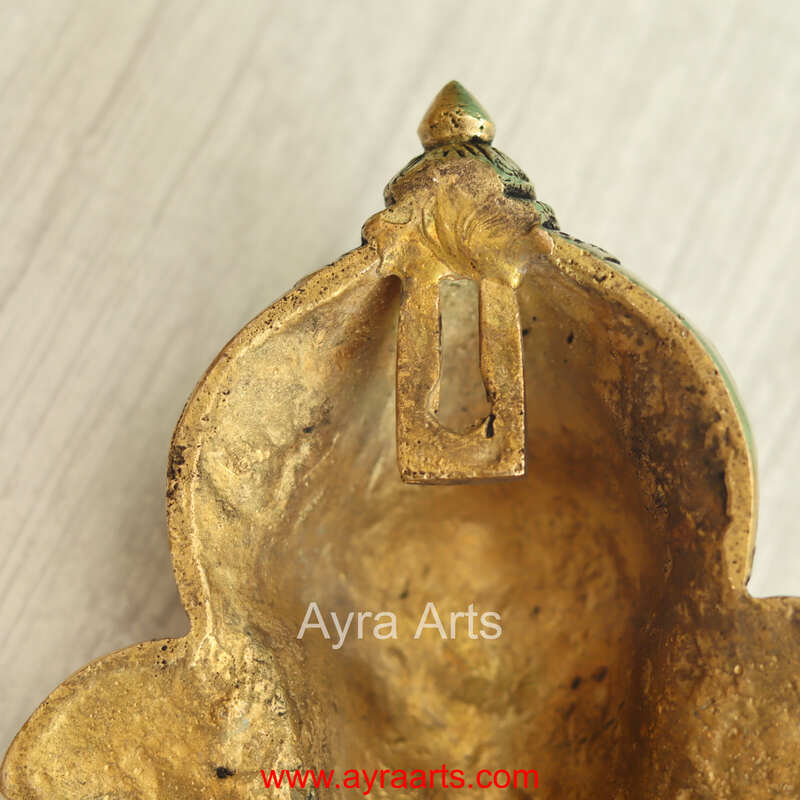 Brass Ganesha And Lakshmi On Trunk Wall Hanging - 6.5 Inch Height