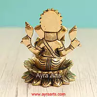 Brass Lord Ganpati Ganesha Idol for Home Temple Decor & Auspicious Gift - 4.5 Inch Height