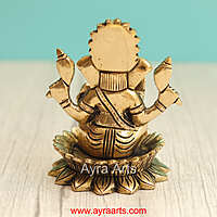 Brass Lord Ganpati Ganesha Idol for Home Temple Decor & Auspicious Gift - 4.5 Inch Height