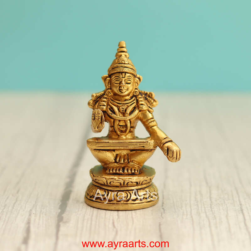 Brass Ayyappa Swami Idol - 3.2 Inch Height