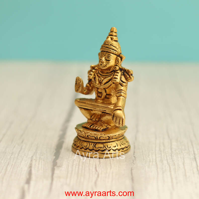 Brass Ayyappa Swami Idol - 3.2 Inch Height