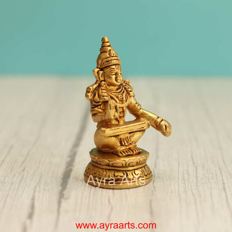 Brass Ayyappa Swami Idol - 3.2 Inch Height