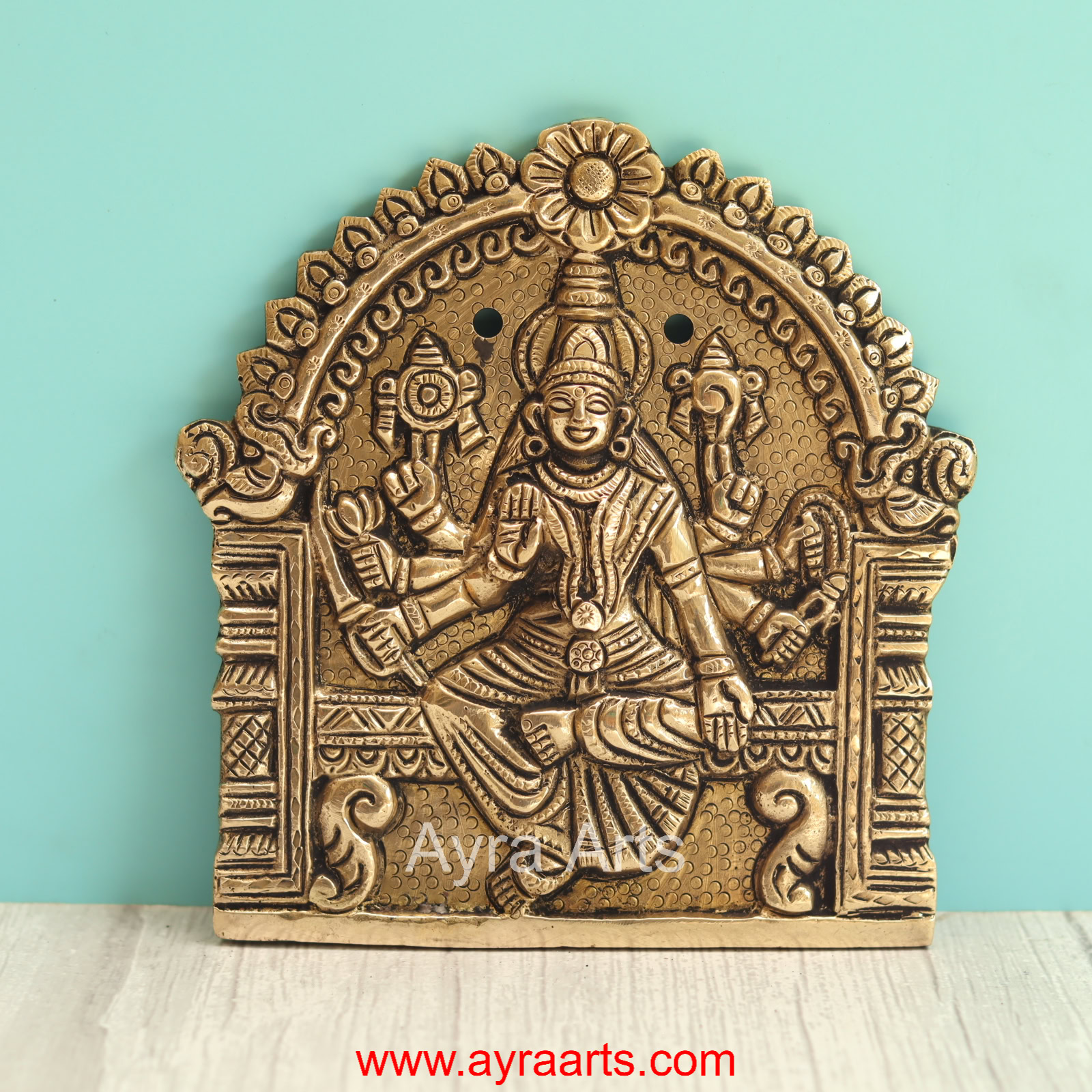 Brass Ashtalakshmi Engraved Wall Plates Set of 8 Pcs - 6 Inch Height
