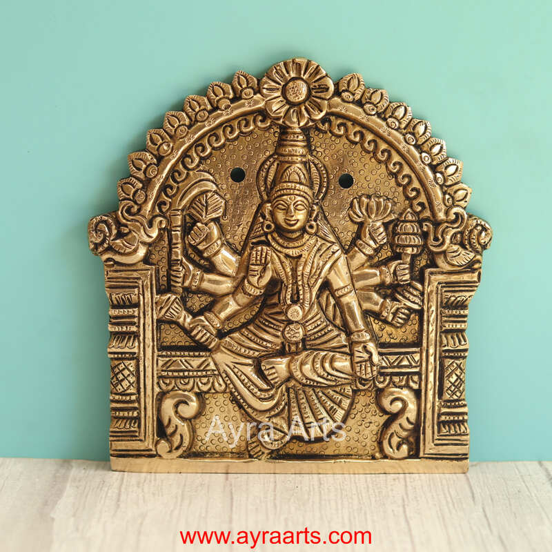 Brass Ashtalakshmi Engraved Wall Plates Set of 8 Pcs - 6 Inch Height