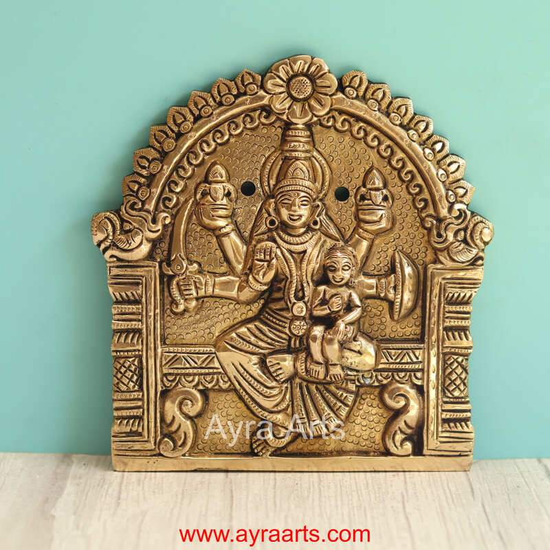 Brass Ashtalakshmi Engraved Wall Plates Set of 8 Pcs - 6 Inch Height