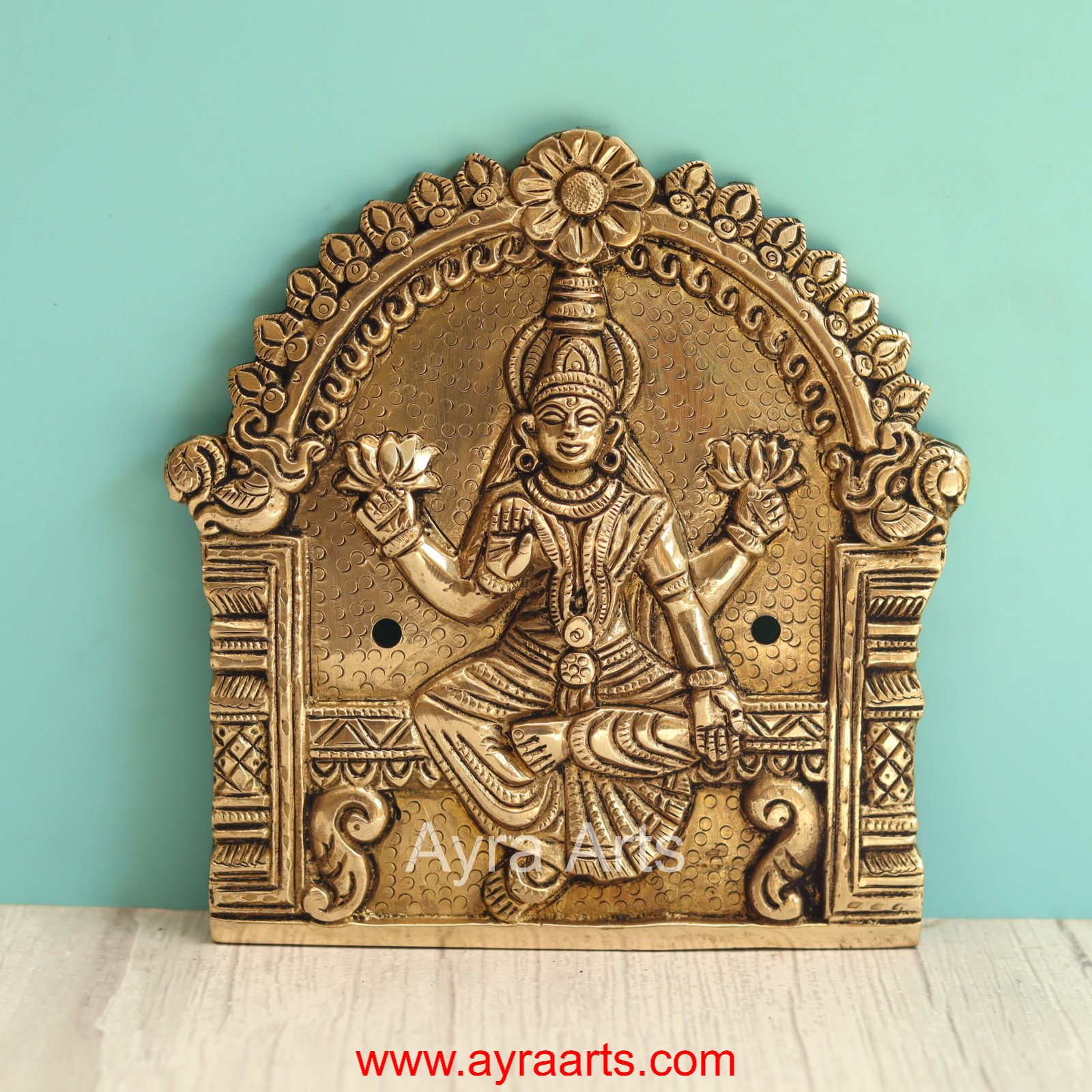 Brass Ashtalakshmi Engraved Wall Plates Set of 8 Pcs - 6 Inch Height