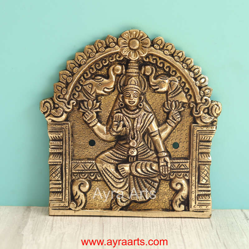 Brass Ashtalakshmi Engraved Wall Plates Set of 8 Pcs - 6 Inch Height