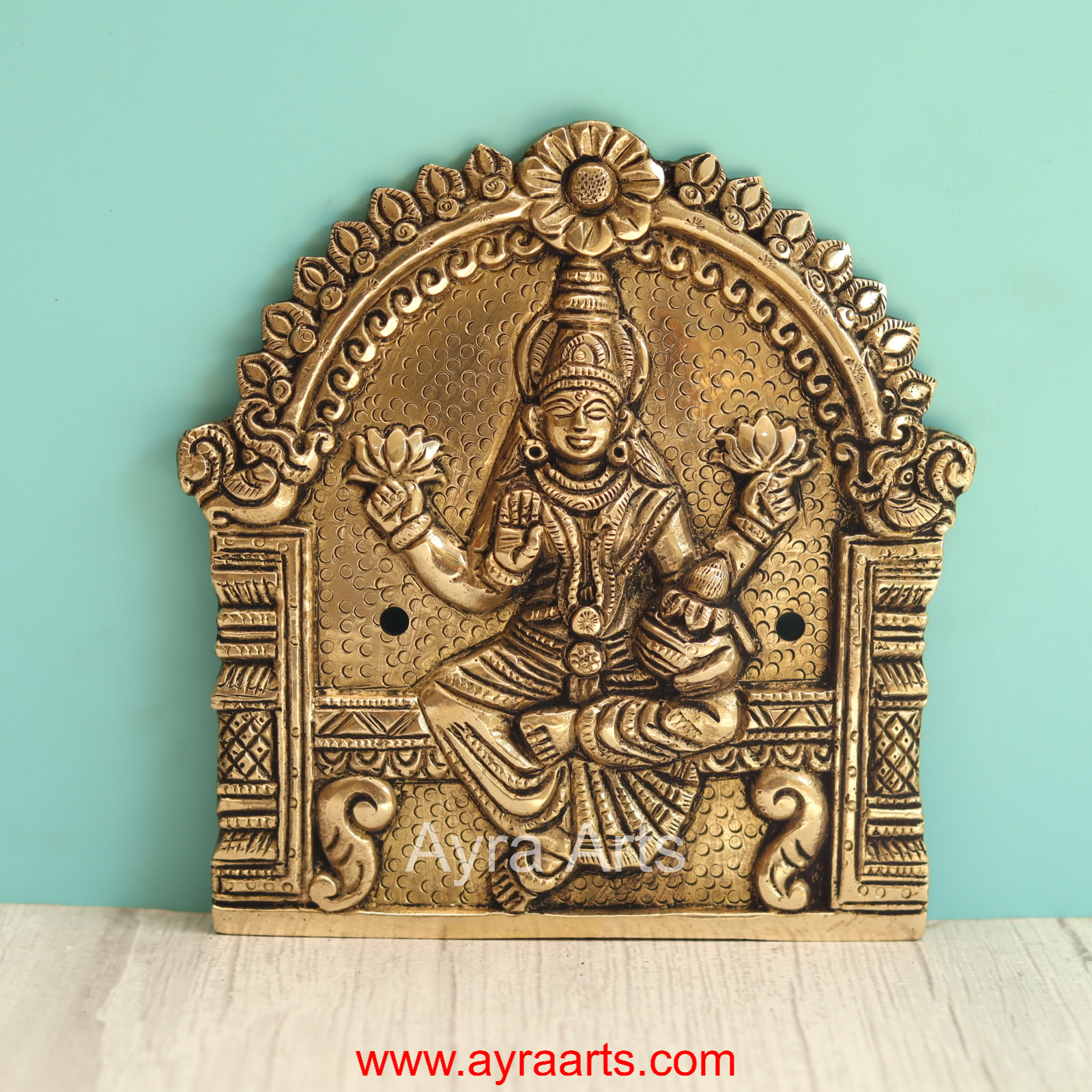 Brass Ashtalakshmi Engraved Wall Plates Set of 8 Pcs - 6 Inch Height