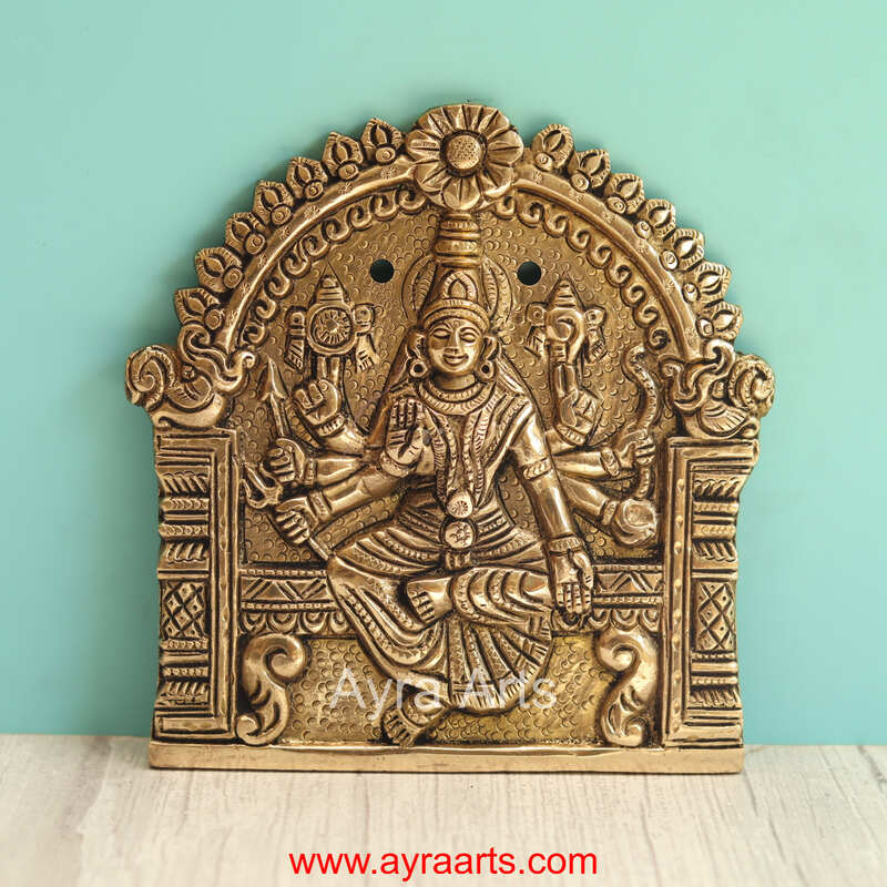 Brass Ashtalakshmi Engraved Wall Plates Set of 8 Pcs - 6 Inch Height
