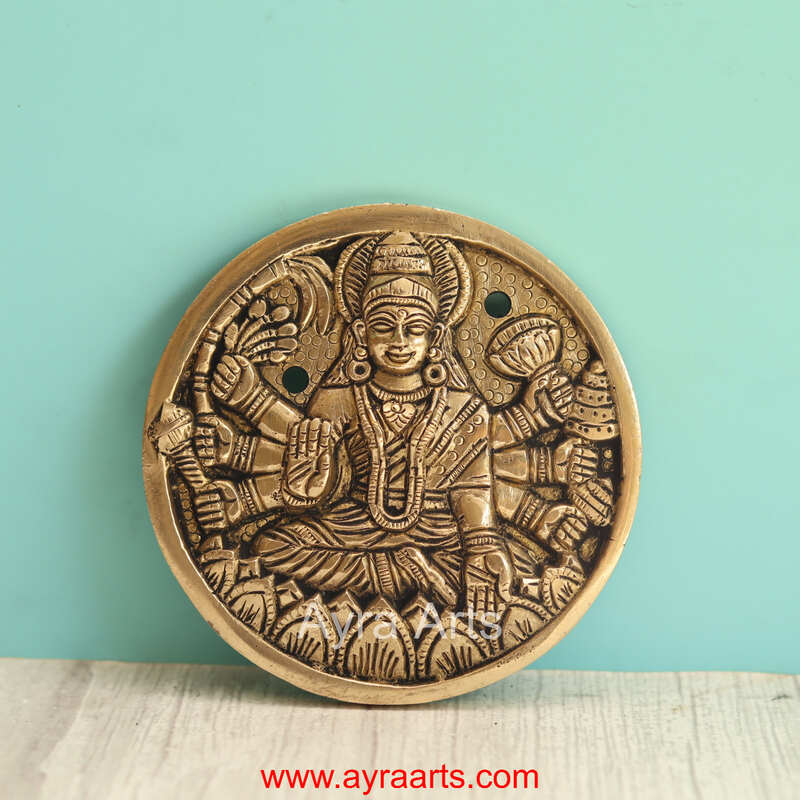 Brass Superfine Ashtalakshmi Engraved Wall Plates Set of 8 Pcs - 4 Inch Height