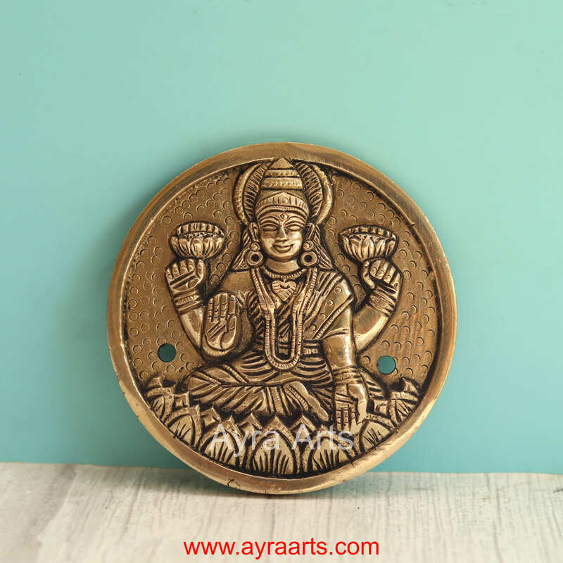 Brass Superfine Ashtalakshmi Engraved Wall Plates Set of 8 Pcs - 4 Inch Height