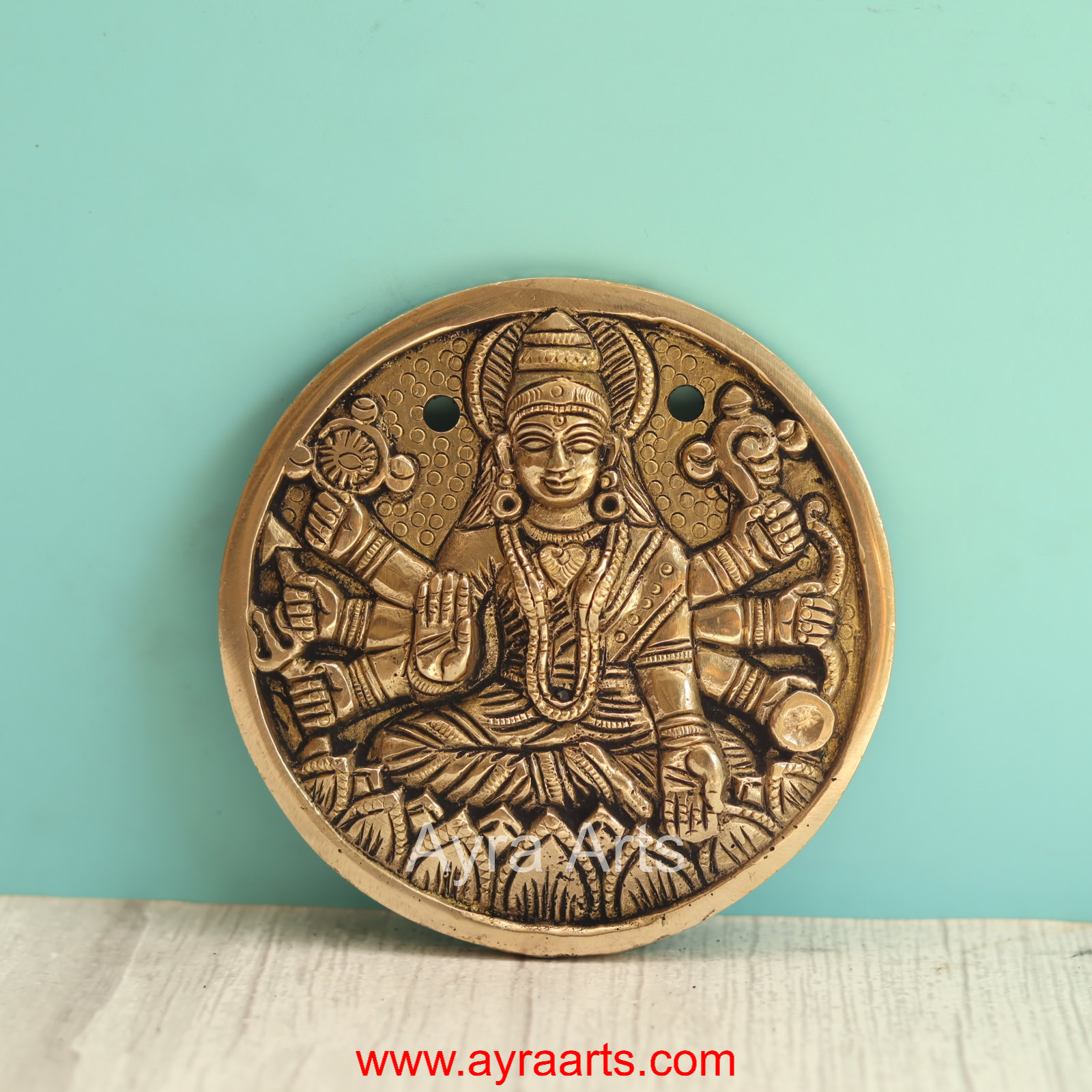 Brass Superfine Ashtalakshmi Engraved Wall Plates Set of 8 Pcs - 4 Inch Height