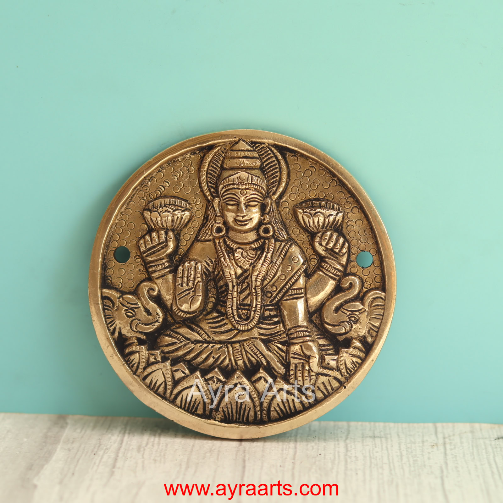 Brass Superfine Ashtalakshmi Engraved Wall Plates Set of 8 Pcs - 4 Inch Height