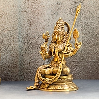 Brass Lalitha Devi Statue Idol On Base for Home Decor Temple - 10.5 Inch Height