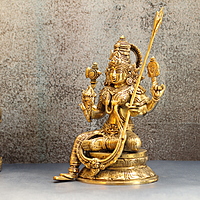 Brass Lalitha Devi Statue Idol On Base for Home Decor Temple - 10.5 Inch Height