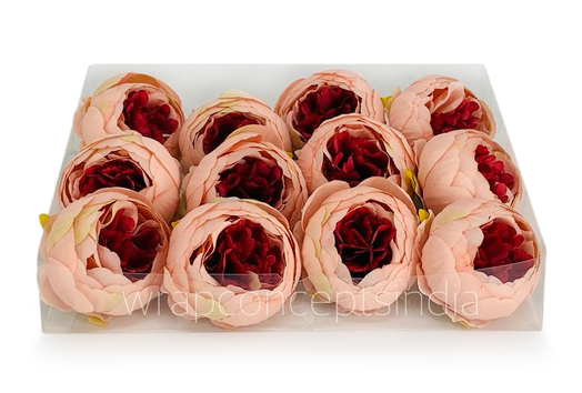 Peony - Peach with Brick Red