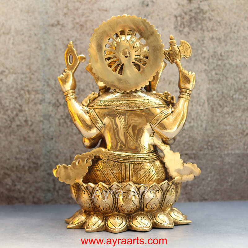 Brass Lord Ganesha Idol Ganpati Murti for Home Temple Decor - 12 Inch Height