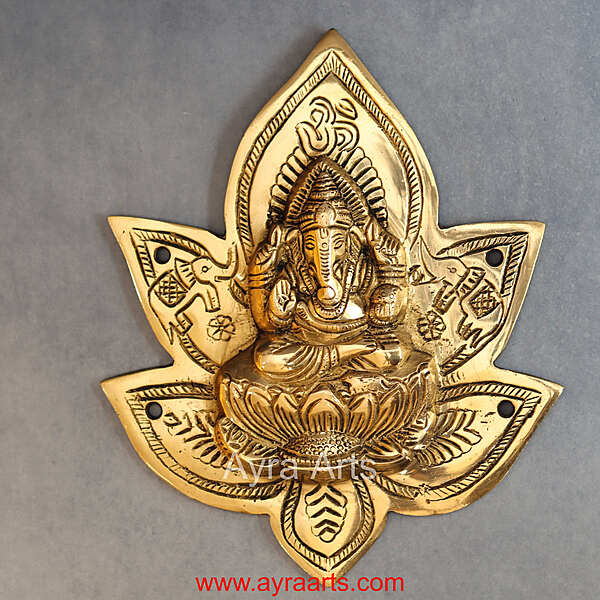 Brass Ganesha Wall Plate - 9 Inch Height