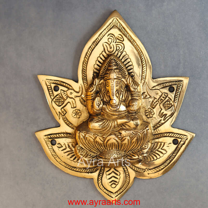 Brass Ganesha Wall Plate - 9 Inch Height