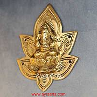 Brass Ganesha Wall Plate - 9 Inch Height