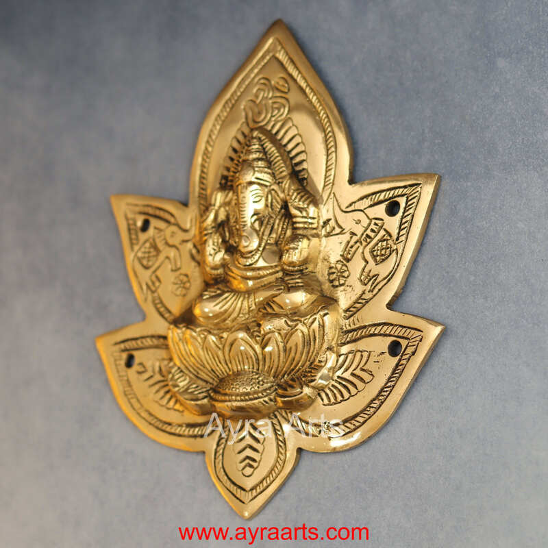 Brass Ganesha Wall Plate - 9 Inch Height