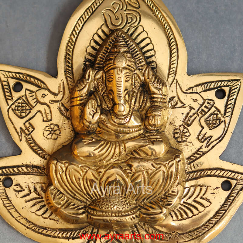 Brass Ganesha Wall Plate - 9 Inch Height